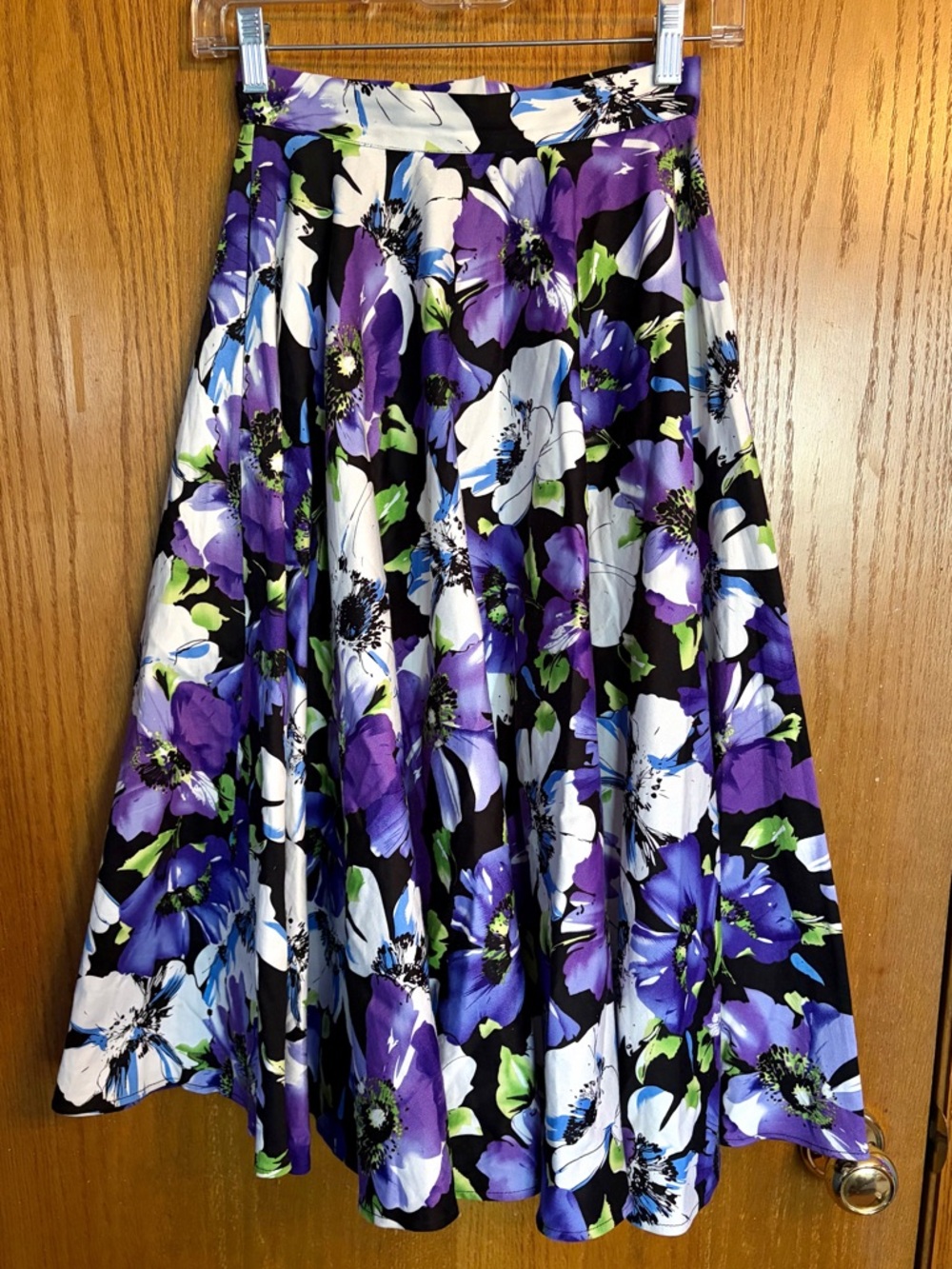 Vivien of Holloway 1950s Purple Floral FULL Circle Skirt XS 24 Waist